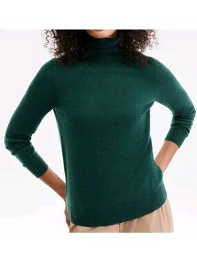 Charter Club Luxury Cashmere Table Turtleneck Sweater Deep Pine Green Medium New